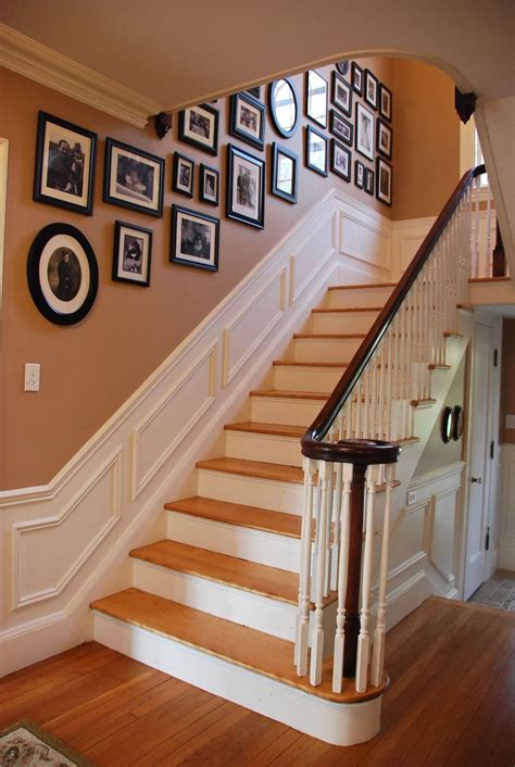 Second, although the instructions for how to install decorative molding might look a bit daunting, once you get the frame and first row done, you'll just be repeating the same steps and it goes pretty quickly after that. Foyer Tour | Staircase wall decor, Stair walls, Stairway walls