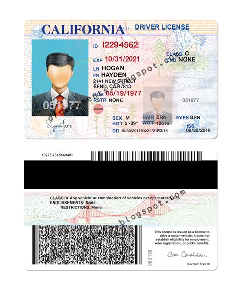 California Drivers License Template Editable | California drivers license, California drivers ...