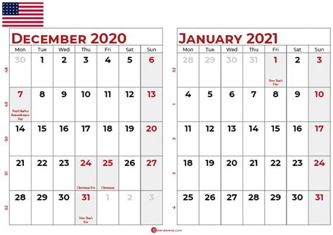 Download Free Calendar For December 2020 And January 2021