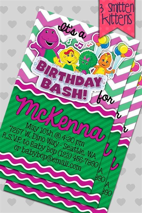 Barney And Friends Birthday Party Invitations By 3smittenkittens 12