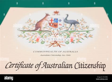 Detail Of A Certificate Of Australian Citizenship Stock Photo Alamy
