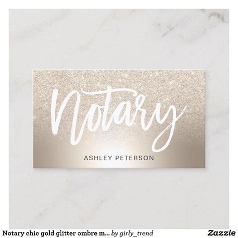 Notary Chic Gold Glitter Ombre Metallic Foil Business Card Zazzle