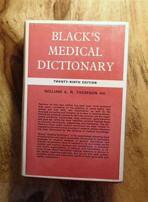 Blacks Medical Dictionary 29th Edition 1971 By Thomson William Ar