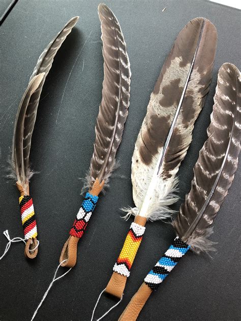Turkey Feathers With Beaded Handles Made By Taneika S Ojibewabeadwork
