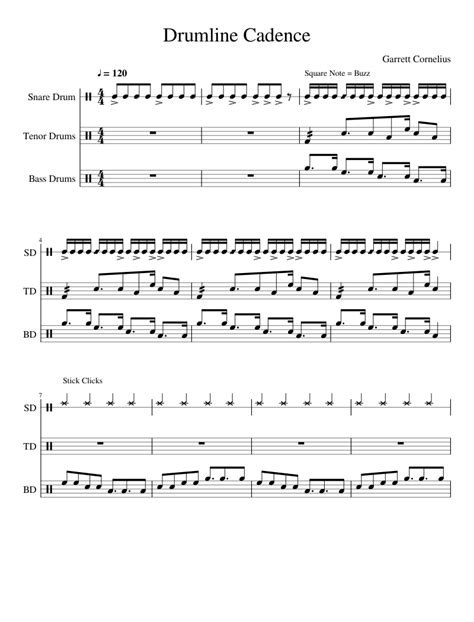 Drumline Cadence Sheet Music For Percussion Download Free In Pdf Or