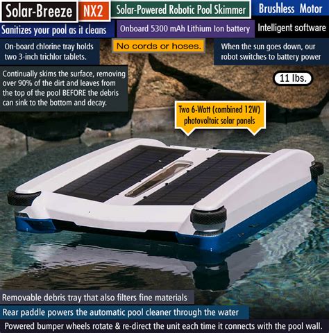 review solar breeze nx2 best solar powered robotic pool cleaner skimmer