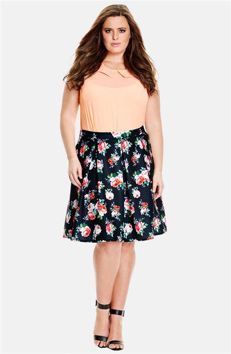 City Chic Candy Bloom Pleat Skirt Plus Size Nordstrom