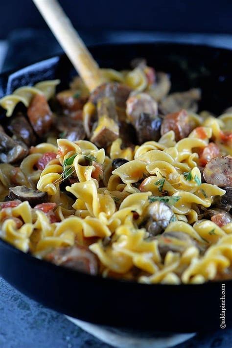 See more ideas about cheesy sausage pasta, sausage pasta, pasta dinners. Cheesy Mushroom Sausage Pasta Skillet Recipe - Add a Pinch