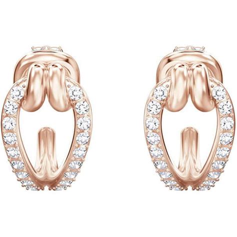 Swarovski Jewelry Lifelong Hoop Pierced Earrings Small White Rose Gold Biggs Ltd