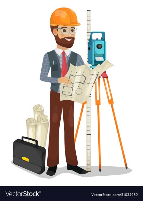 Civil Engineer Character Isolated Royalty Free Vector Image