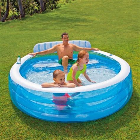 Intex Swim Center Round Inflatable Outdoor Swimming Lounge Pool With