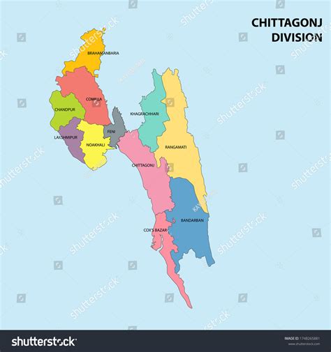 Chittagong Division Map Bangladesh Stock Vector Royalty Free