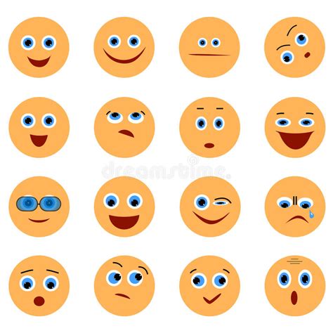 Żółte Emoji Ikony Z Uśmiechami Dla Sieć Projekta Ilustracja Wektor