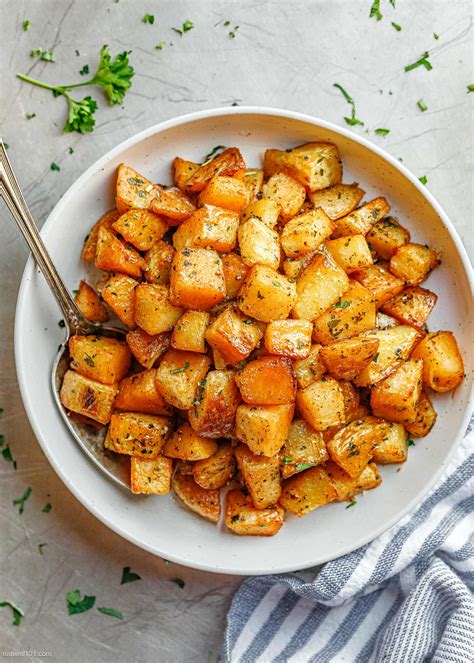 Garlic Roasted Potatoes Recipe Roasted Potatoes In Oven Eatwell