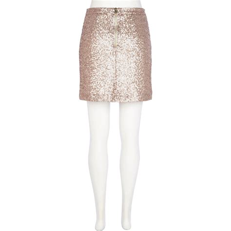 River Island Gold Sequin Mini Skirt In Gold Lyst