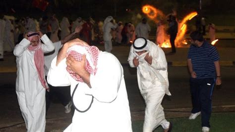 Kuwait Police Disperse Protesters Bbc News