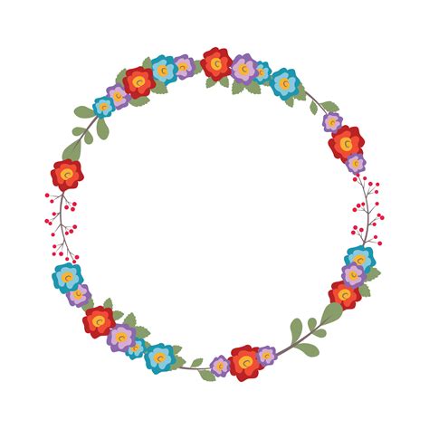 Floral Wreath With Colorful Flowers 599093 Vector Art At Vecteezy