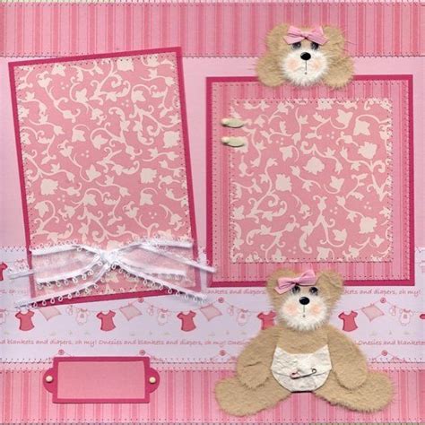 Baby Girl Tear Bears 12x12 Scrapbook Pre Made Pages Premade Etsy