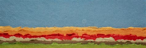 Colorful Abstract Landscape Created With Handmade Rag Papers Stock