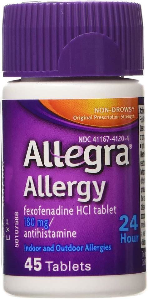 allegra allergy 180mg 24 hr relief tablets 45 count pack of 2 amazon ca health and personal care