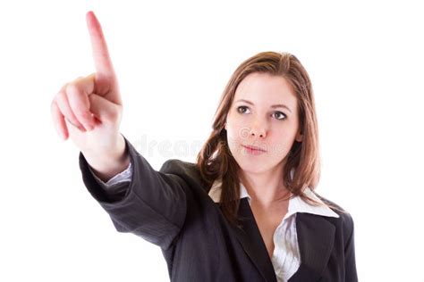 Business Woman With Pointing Finger Stock Image Image Of Pressing