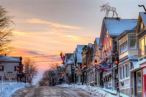 Maine Street Bar Harbor Maine Winter Maine Winter Bar Harbor Maine