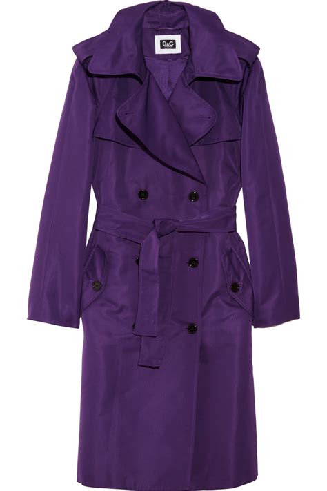 Dolce And Gabbana Double Beasted Sateen Trench Coat In Purple Lyst