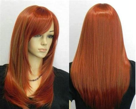 Hot Heat Resistant Party Hair New Wine Red Burgundy Mix Long Straight Women Wig Wig Glue Wig