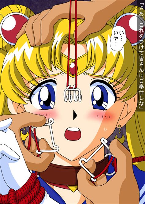 Girl S Bdsm Bishoujo Senshi Sailor Moon Blonde Hair Blue Eyes Bondage Bound Collar G Nose