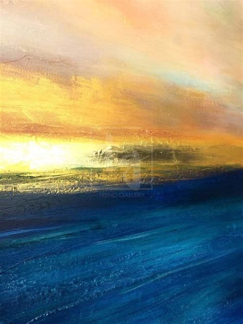 Abstract Sunset Painting Blue Ocean Painting Gold Horizon Painting Lar