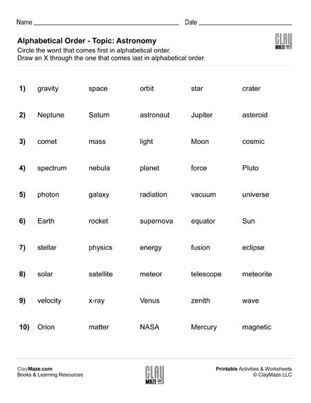 Printable Alphabetical Order Cut And Paste Worksheets Printable