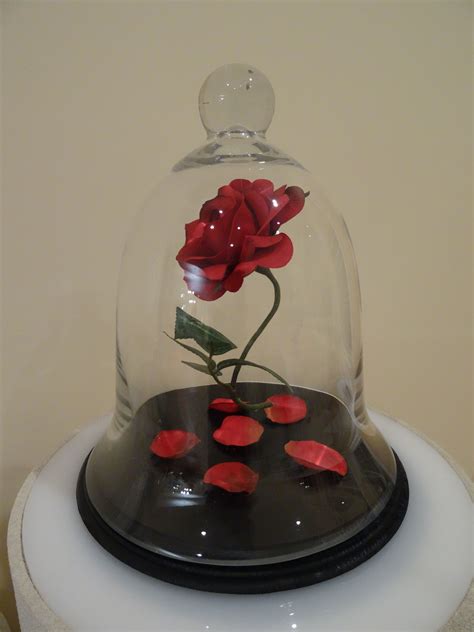 Whether you want to diy (do it yourself). Beauty & the Beast Rose centerpiece for sweet 16 (DIY). glued rose with fishing line to inside ...
