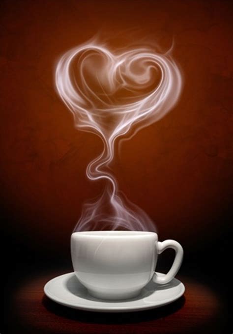 A Coffee Cup With Steam Rising Out Of Its Top And The Shape Of A Heart