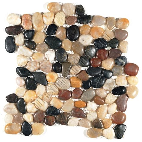 Polished River Rock Pebble Stone Mosaic Pt 104 Mixed Salad Interlocking River Rock Pebble