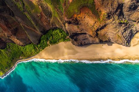 Looking Down On Another Stunning Beach On The Na Pali Coast Of Kauai