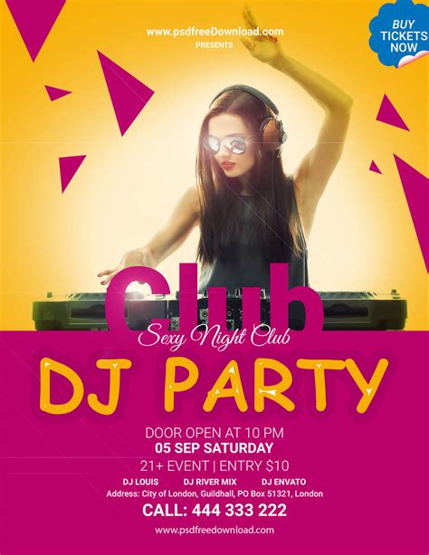 Free Dj Party Flyer Template Psd Free Download