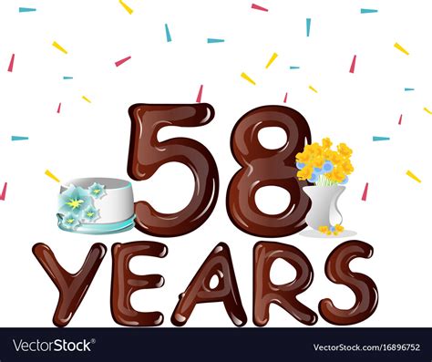 Happy Birthday Fifty Eight 58 Year Royalty Free Vector Image