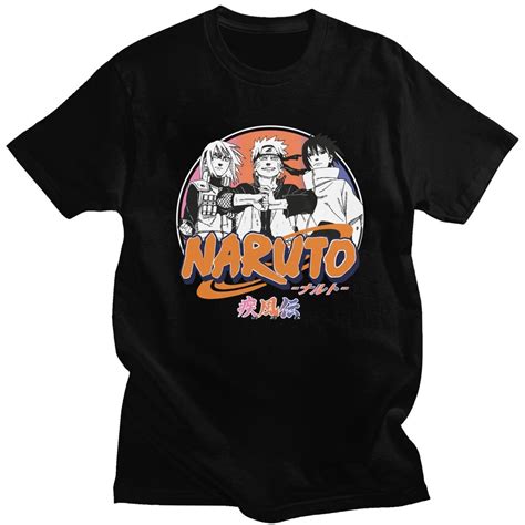 Men T Shirt Mens Naruto Shippuden Team 7 Short Sleeved Cotton Kakashi
