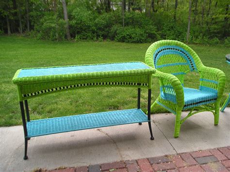 Here's how to go about it. Redone old wicker furniture - love the colors! | Outdoor ...