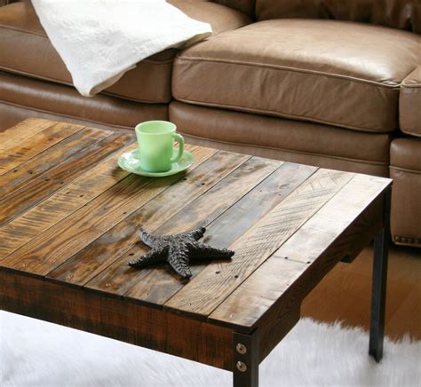 Rustic Industrial Reclaimed Wood Coffee Table With Iron Legs Coffee