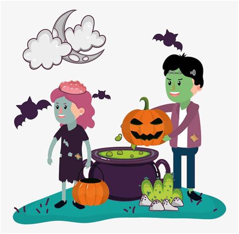 Premium Vector Halloween Kids Celebration Cartoons