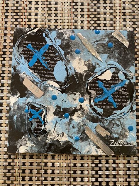 Abstract Black And Blue Painting Etsy