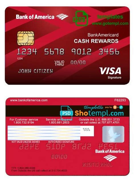 Usa Bank Of America Visa Card Template In Psd Format Fully Editable Visa Card Numbers Visa