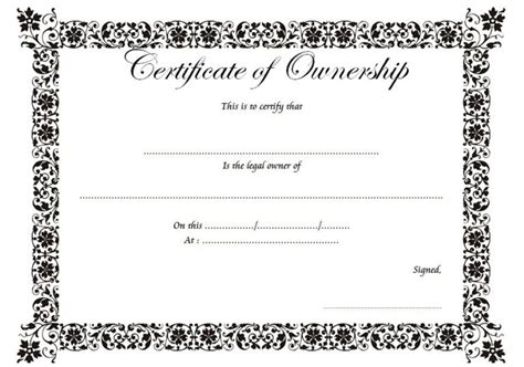 Ownership Certificate Templates Editable 10 Official Designs Fresh