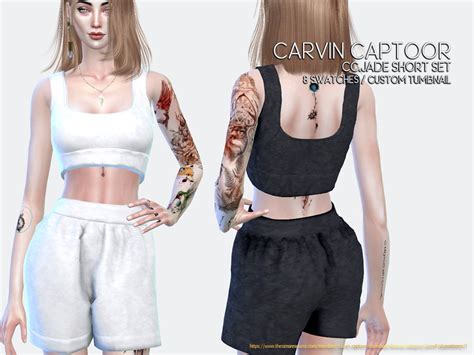 The Sims Resource Jade Short Set Sims 4 The Sims Carvin Female