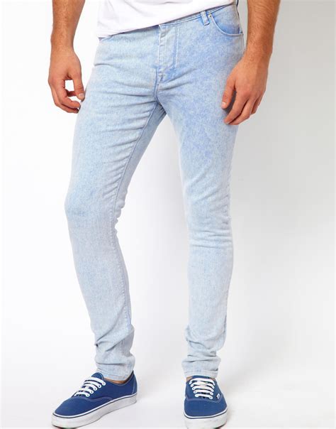 Lyst Asos Super Skinny Jeans With Bright Acid Wash In Blue For Men