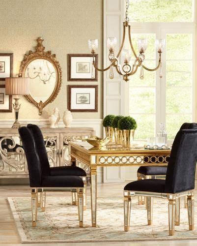 Golden Reflections A Dining Room With Mirrored Furniture And Gold