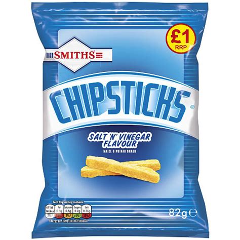 Smiths Chipsticks Salt N Vinegar Flavour 82g Approved Food