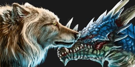 A Wolf And A Dragon By Decadia On Deviantart Dragon Pictures Dragon