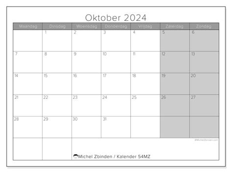 Kalender Oktober 2024 Om Af Te Drukken “54mz” Michel Zbinden Sr